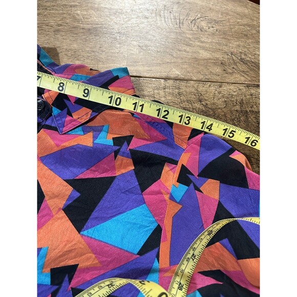 Guy Laroche Vintage Diffusion Paris Silk Blouse Size 40/12 US Geometric Design - Picture 6 of 8